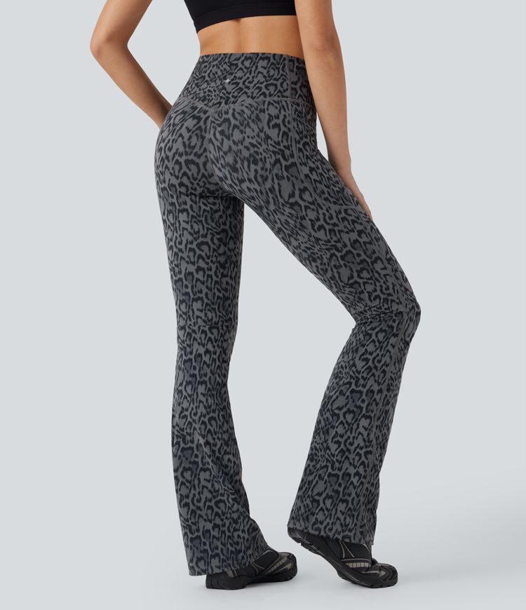 Halara UltraSculpt™ Leopard Print SoCinched High Waisted Tummy Control Bootcut Yoga Leggings with Pockets