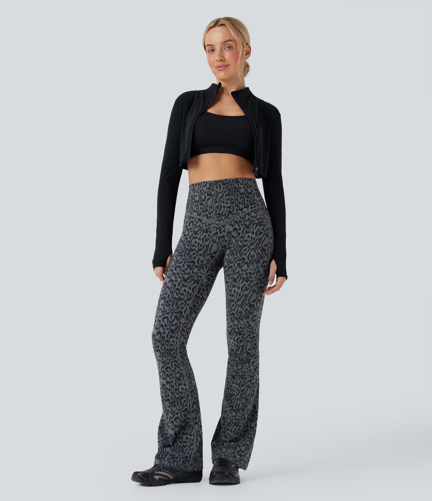 Halara UltraSculpt™ Leopard Print High Waisted Tummy Control Bootcut Yoga Leggings with Pockets