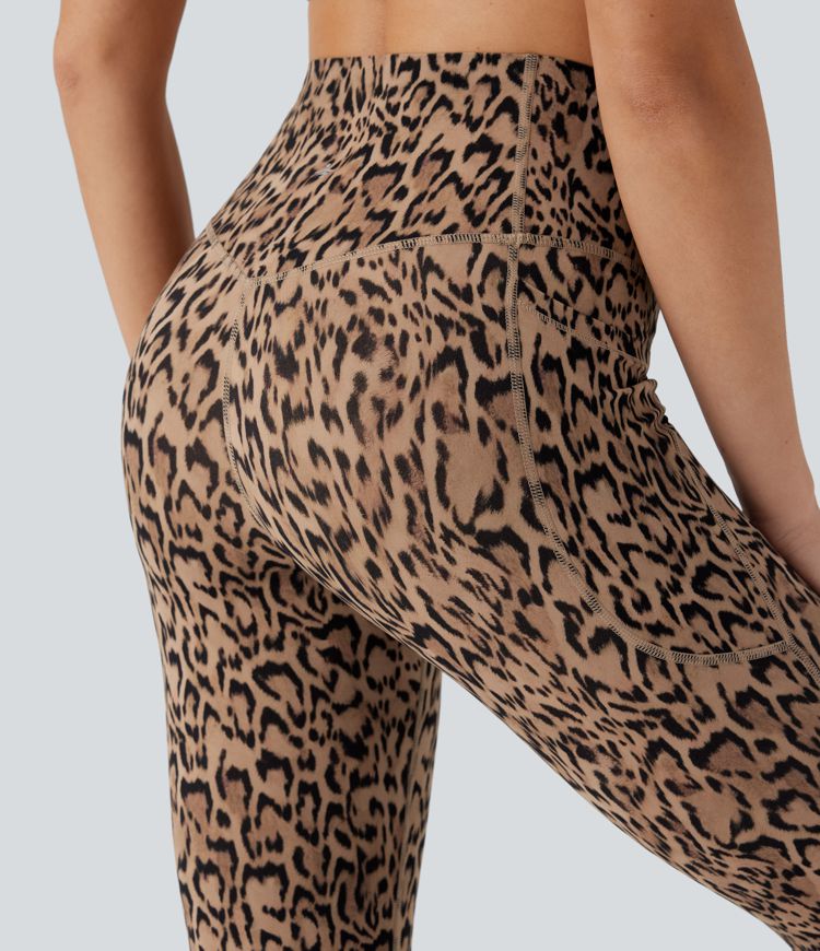Halara UltraSculpt™ Leopard Print High Waisted Tummy Control Bootcut Yoga Leggings with Pockets