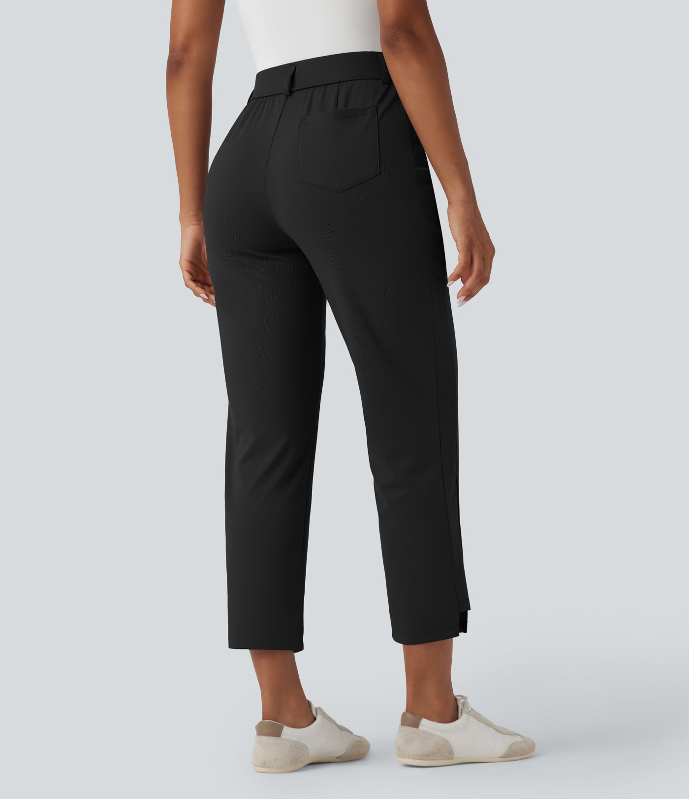 High Waisted Ankle Length Quick Dry Golf Pants with Pockets-Golf Tee-UPF40+