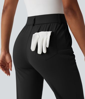 High Waisted Ankle Length Quick Dry Golf Pants with Pockets-Golf Tee-UPF40+