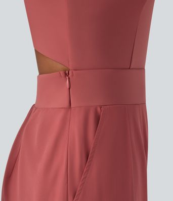 Breezeful™ Wide Leg Quick Dry Casual Slip Jumpsuit with Pockets-Easy Peezy Edition