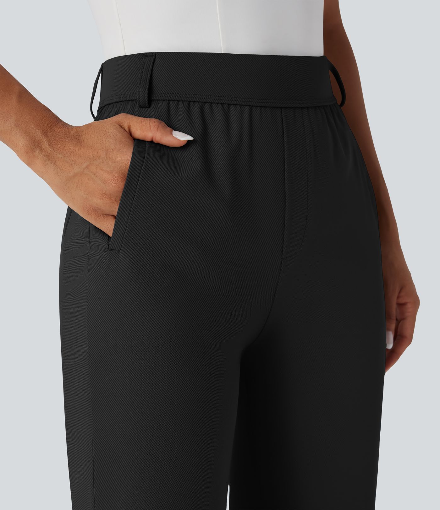 High Waisted Ankle Length Quick Dry Golf Pants with Pockets-Golf Tee-UPF40+