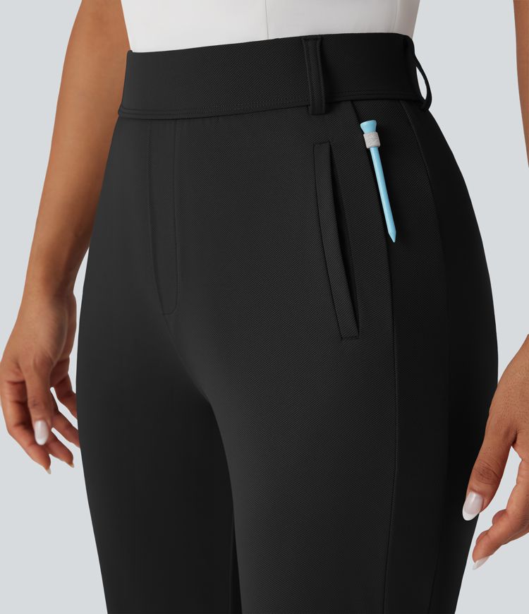 High Waisted Ankle Length Quick Dry Golf Pants with Pockets-Golf Tee-UPF40+