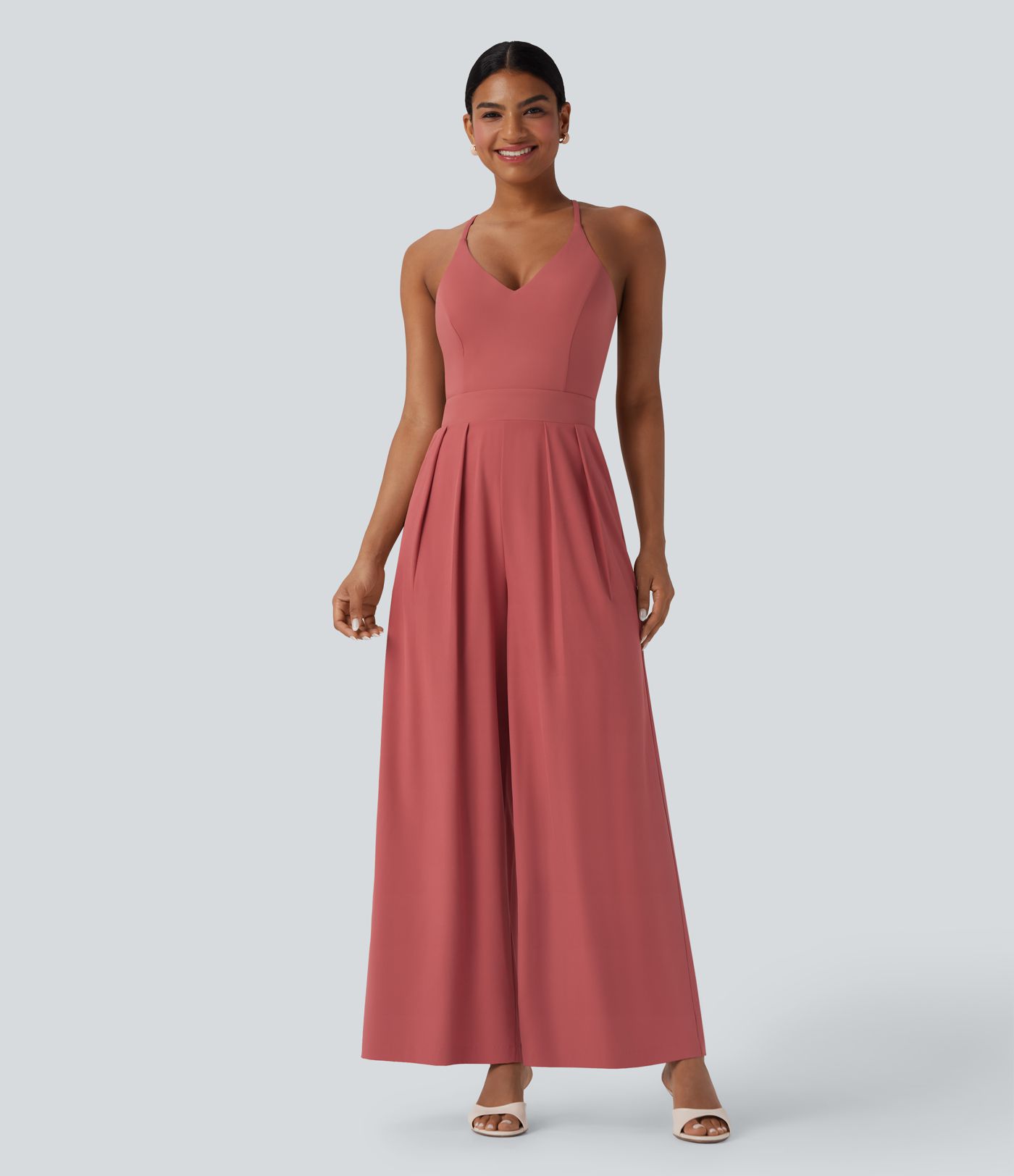 Breezeful™ Wide Leg Quick Dry Casual Slip Jumpsuit with Pockets-Easy Peezy Edition