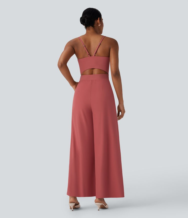 Breezeful™ Backless Wide Leg Quick Dry Casual Slip Jumpsuit with Side Pockets-Easy Peezy Edition