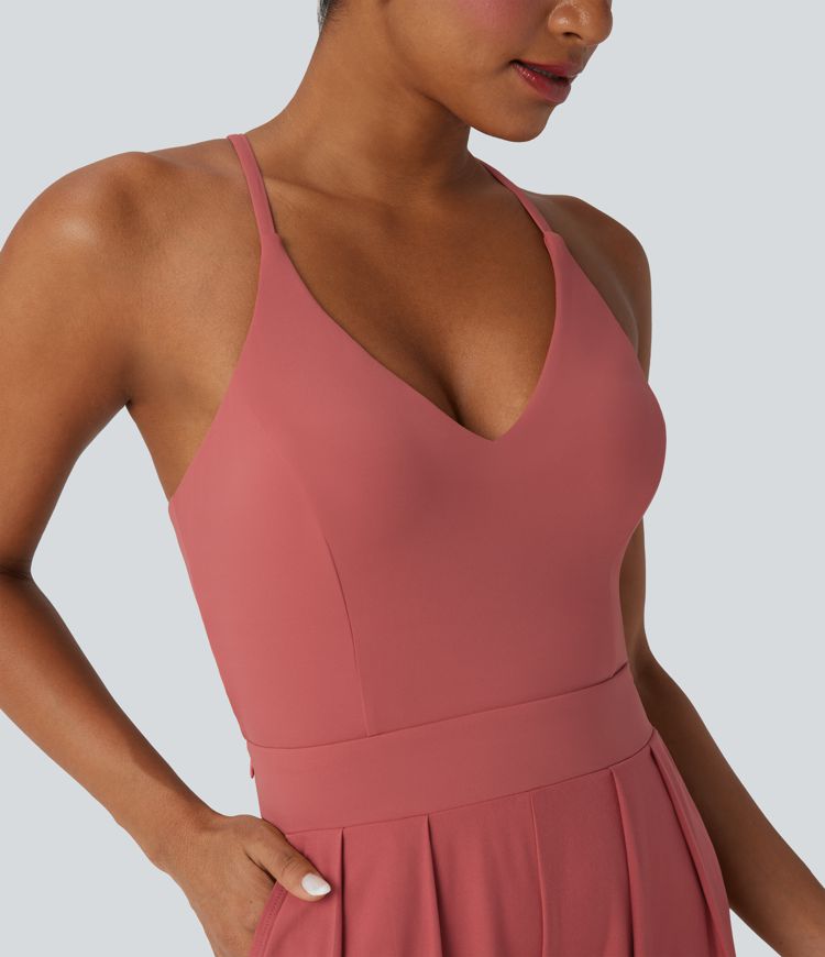 Breezeful™ Wide Leg Quick Dry Casual Slip Jumpsuit with Pockets-Easy Peezy Edition