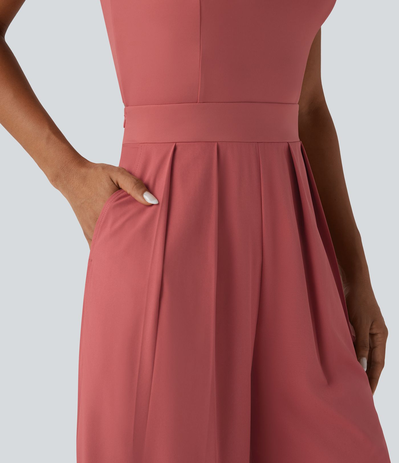 Breezeful™ Wide Leg Quick Dry Casual Slip Jumpsuit with Pockets-Easy Peezy Edition