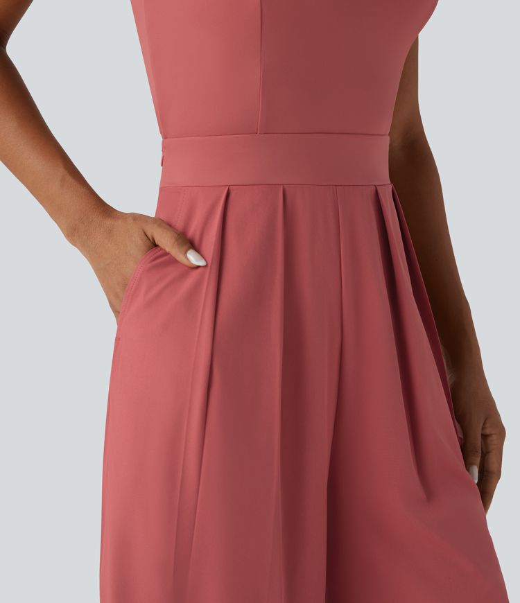 Breezeful™ Wide Leg Quick Dry Casual Slip Jumpsuit with Pockets-Easy Peezy Edition
