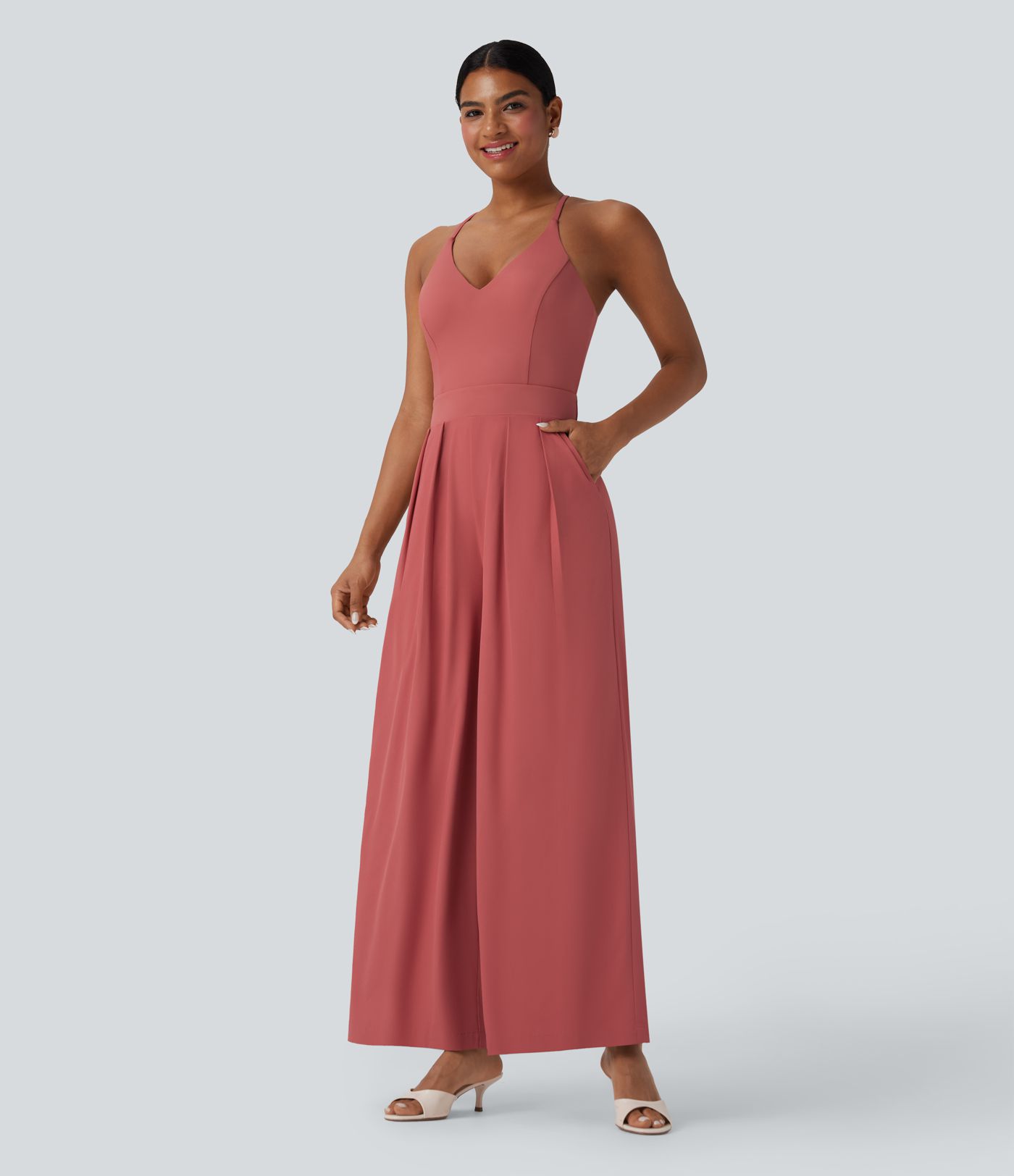 Breezeful™ Wide Leg Quick Dry Casual Slip Jumpsuit with Pockets-Easy Peezy Edition