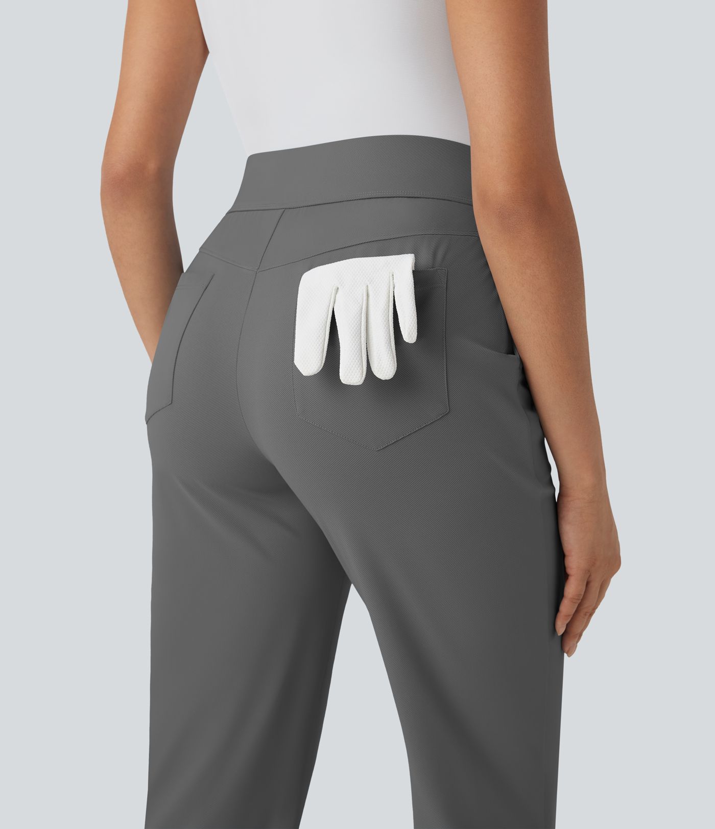 Mid High Waisted Pockets Quick Dry Golf Pants-Golf Tee-UPF40+