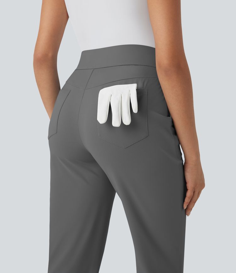 Mid High Waisted Pockets Quick Dry Golf Pants-Golf Tee-UPF40+