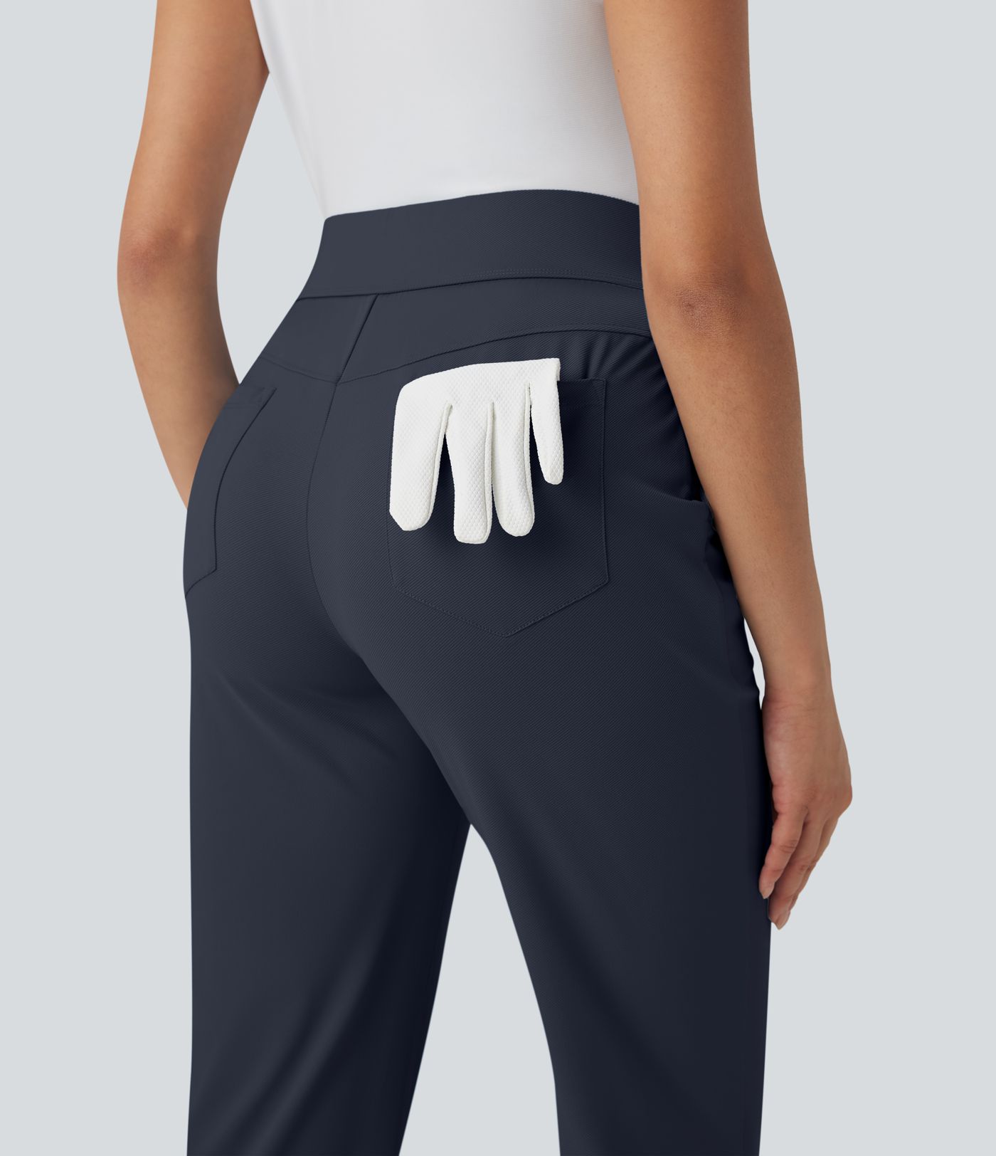 Pantalon de golf séchage rapide, taille mi-haute, avec poches et poche tee, UPF40+