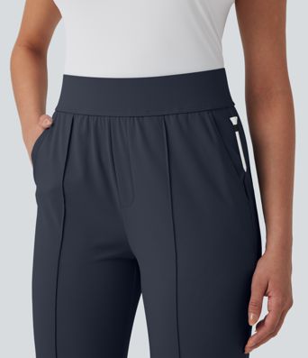 Pantalon de golf séchage rapide, taille mi-haute, avec poches et poche tee, UPF40+