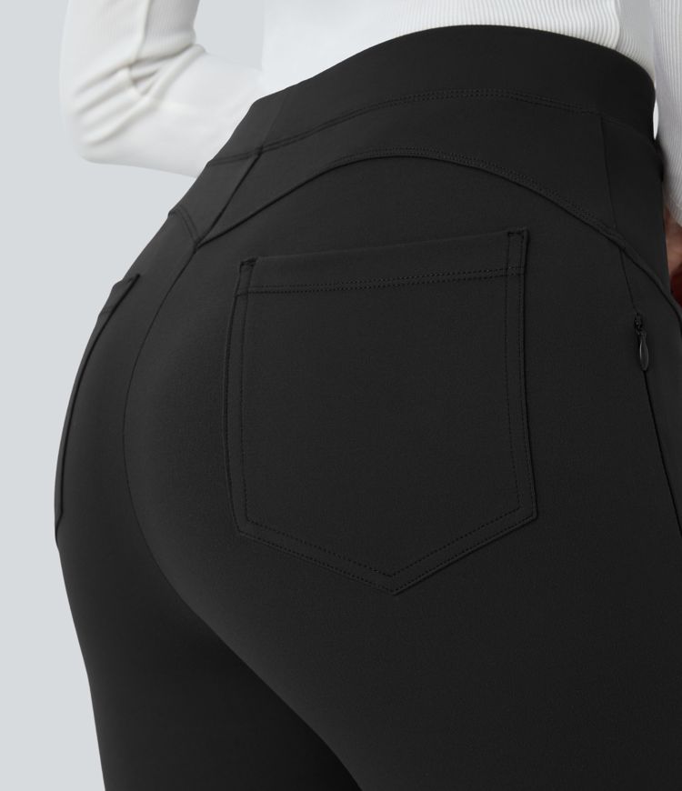 Halara Flex™ DayStretch - Schmale, knöchellange Arbeits-Hose mit hohem Bund, Seitentaschen und Reißverschluss