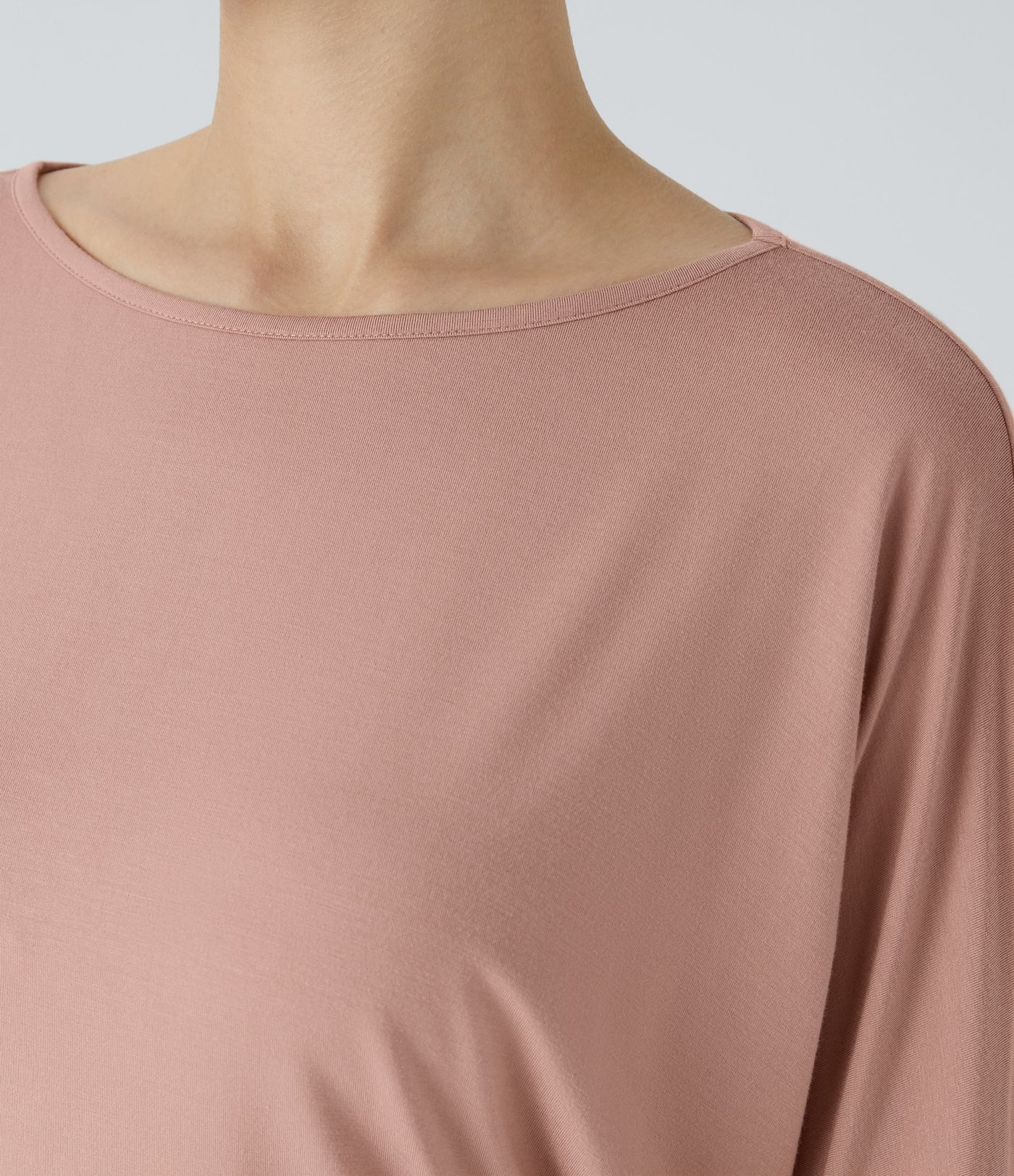 Boat Neck Long Sleeve Ruched Casual Top