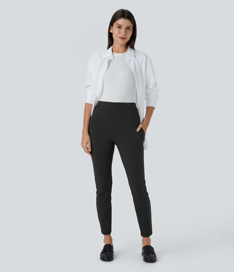 Halara Flex™ DayStretch - Schmale, knöchellange Arbeits-Hose mit hohem Bund, Seitentaschen und Reißverschluss