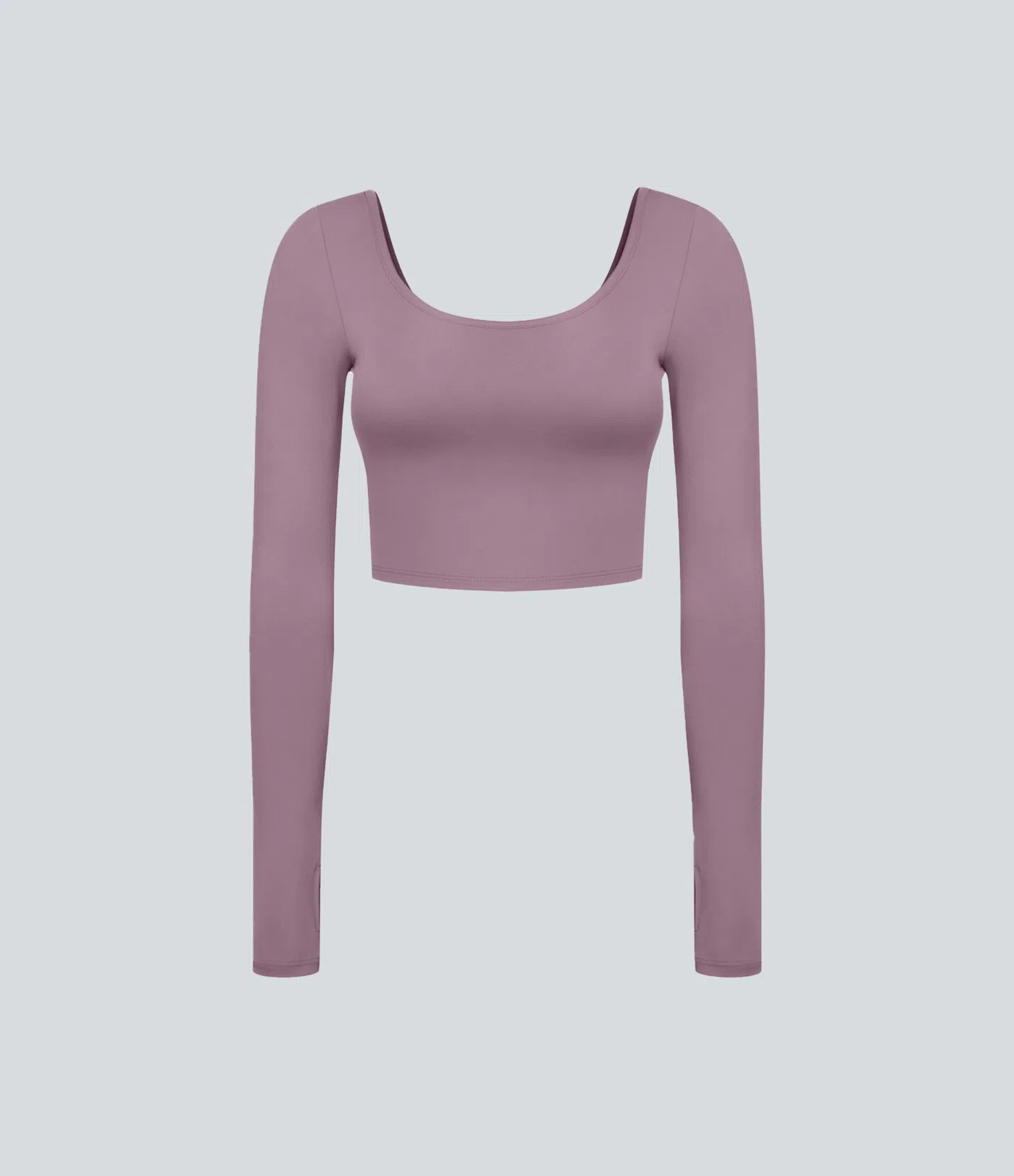 SoftlyZero™ Airy U Neck Cut Out Thumb Hole Cropped Cool Touch Yoga Sports Top-UPF50+