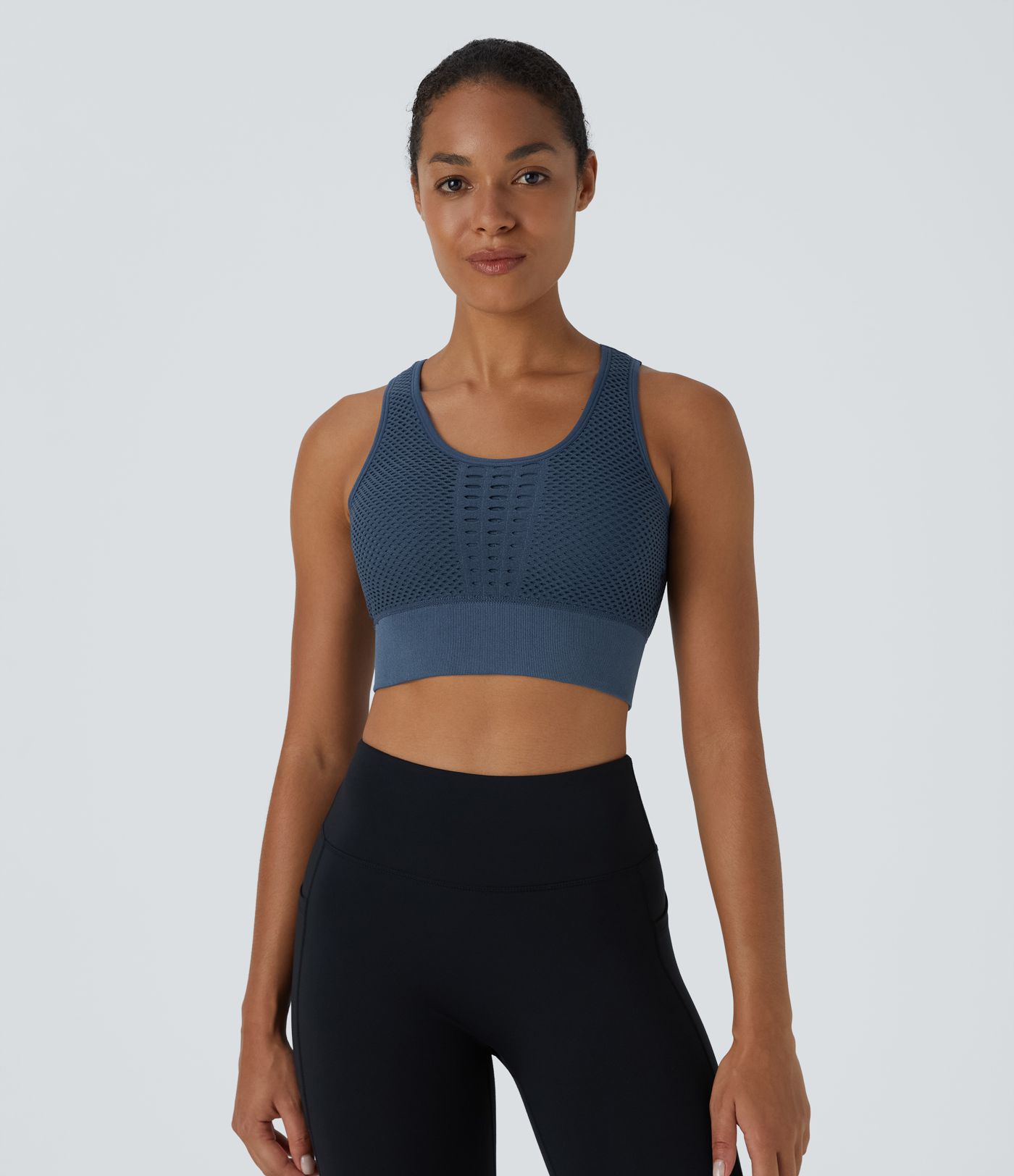 Brassière de sport yoga maintien léger découpes patchwork sans couture OneForm Seamless Flow