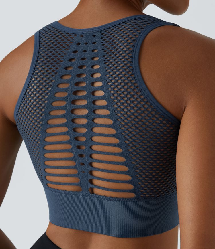 Seamless Flow Low Support Cut Out Patchwork Yoga Sports Bra