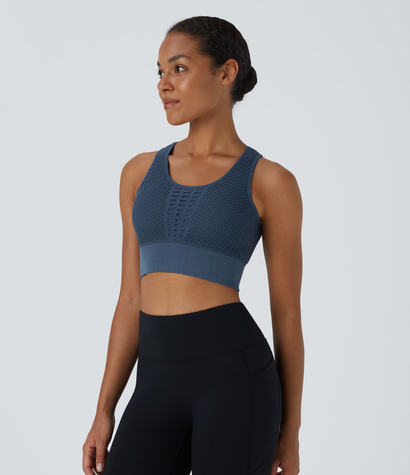 Brassière de sport yoga maintien léger découpes patchwork sans couture OneForm Seamless Flow