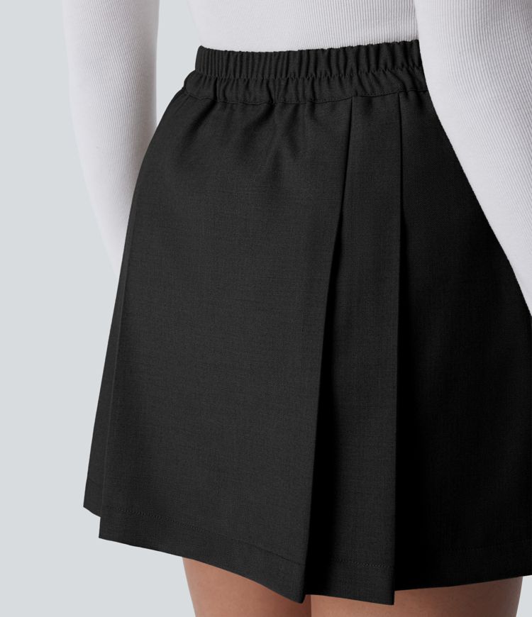 High Waisted Pleated Mini 2-in-1 Casual Skirt