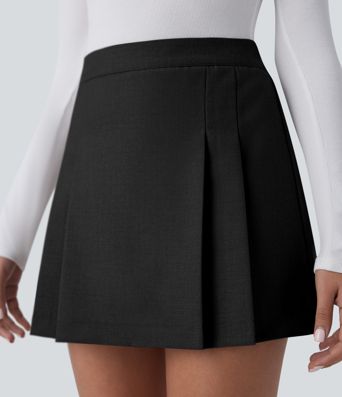 High Waisted Pleated Mini 2-in-1 Casual Skirt