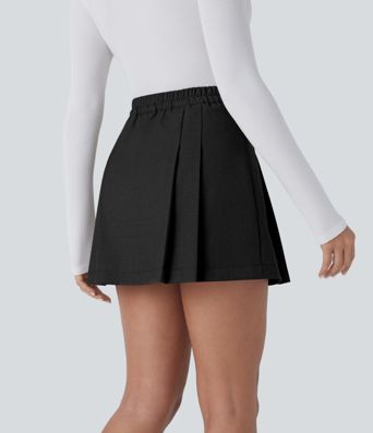 High Waisted Pleated Mini 2-in-1 Casual Skirt