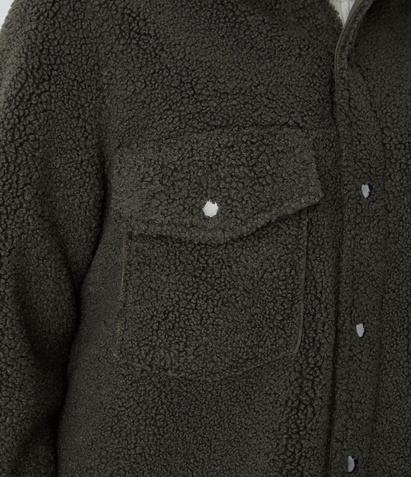 Pocket Long Sleeve Curved Hem Casual Sherpa Jacket