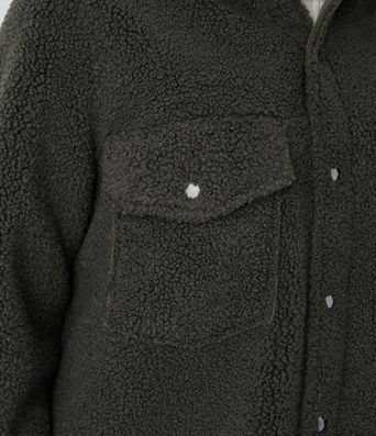 Pocket Long Sleeve Curved Hem Casual Sherpa Jacket