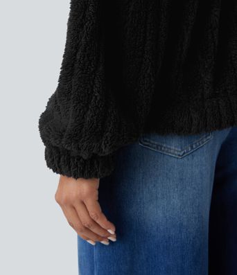 Collared Button Long Sleeve Casual Sherpa Jacket