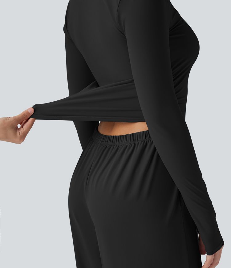 SoftlyZero™ Airy Long Sleeve Thumb Hole Cool Touch Workout Jumpsuit with Pockets-Easy Peezy Edition