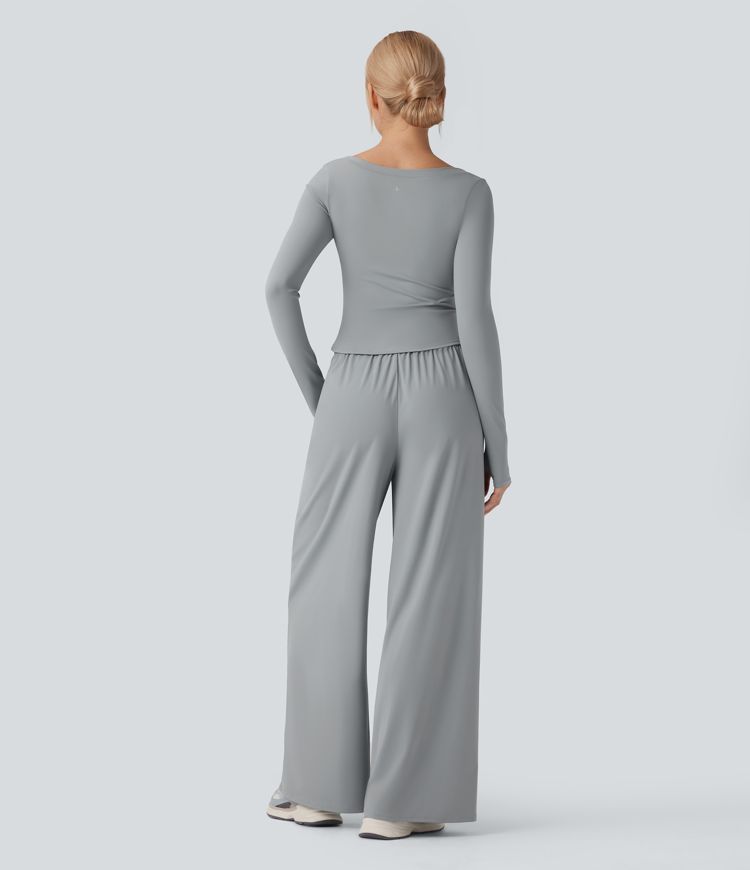 SoftlyZero™ Airy Long Sleeve Thumb Hole Cool Touch Workout Jumpsuit with Pockets-Easy Peezy Edition