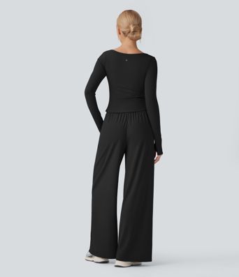 SoftlyZero™ Airy Long Sleeve Thumb Hole Cool Touch Workout Jumpsuit with Pockets-Easy Peezy Edition