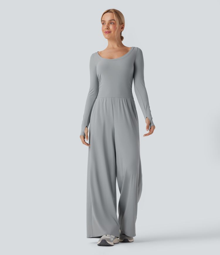 Quarry SoftlyZero™ Airy Long Sleeve Thumb Hole InstantCool Workout Jumpsuit with Pockets-Easy Peezy Edition / 1