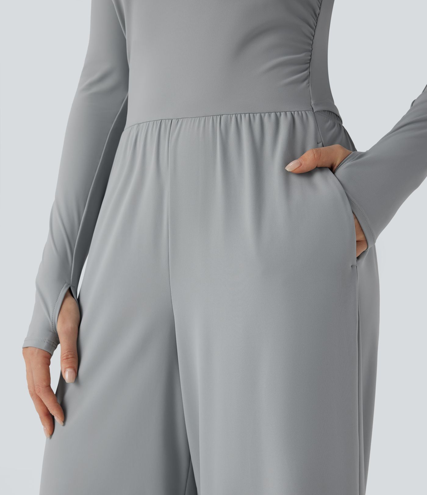 Jumpsuit deportivo SoftlyZero™ Airy de tacto refrescante de manga larga con manga larga y abertura para el pulgar - Edición Easy Peezy