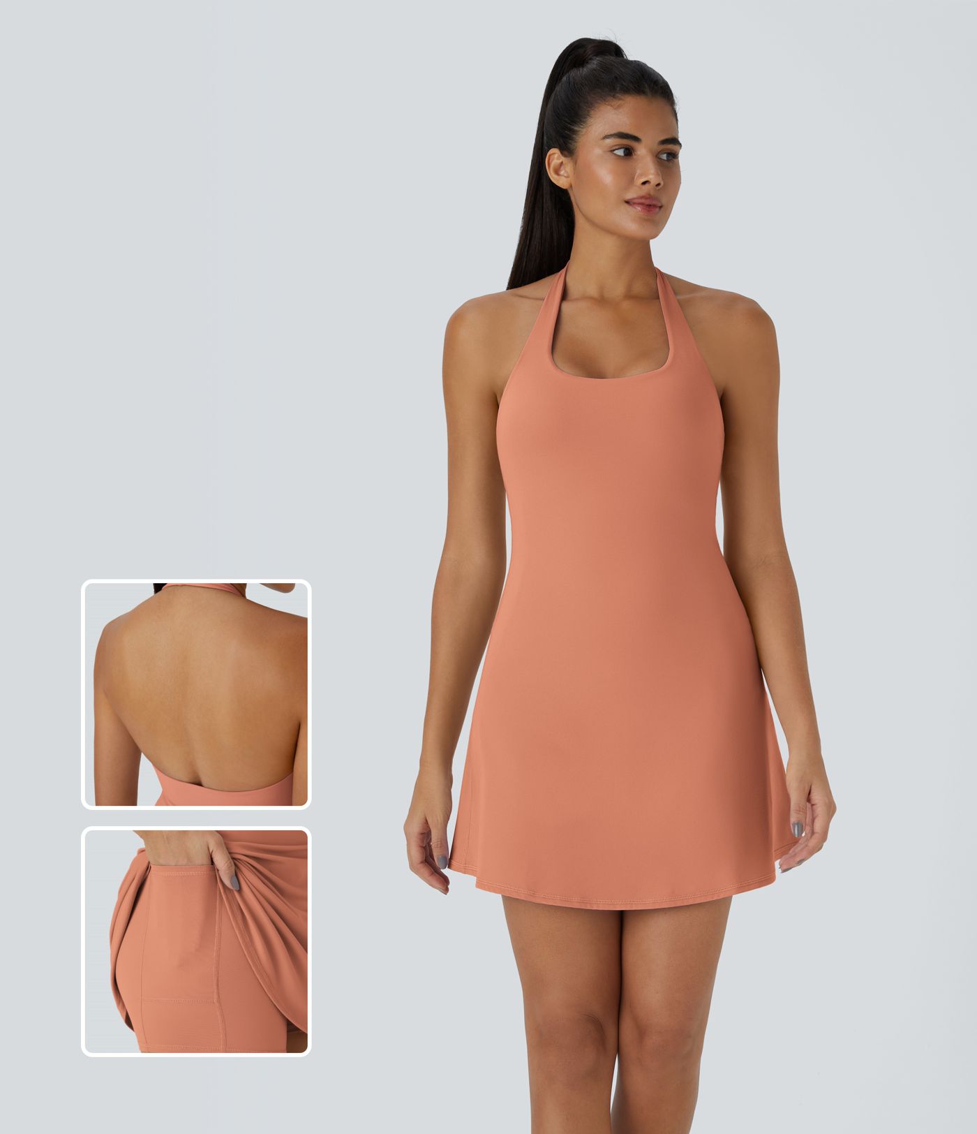 SoftlyZero™ Plush Halter 2-in-1 Pocket Mini Slip Active Dress