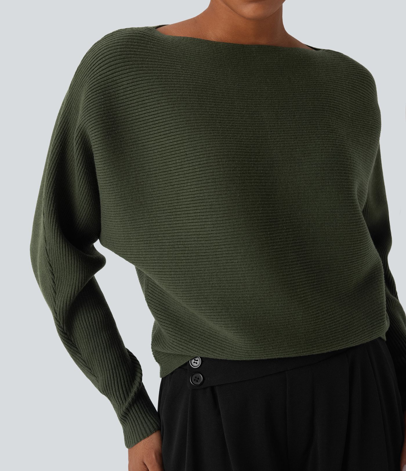 Boat Neck Batwing Sleeve Casual Jumper