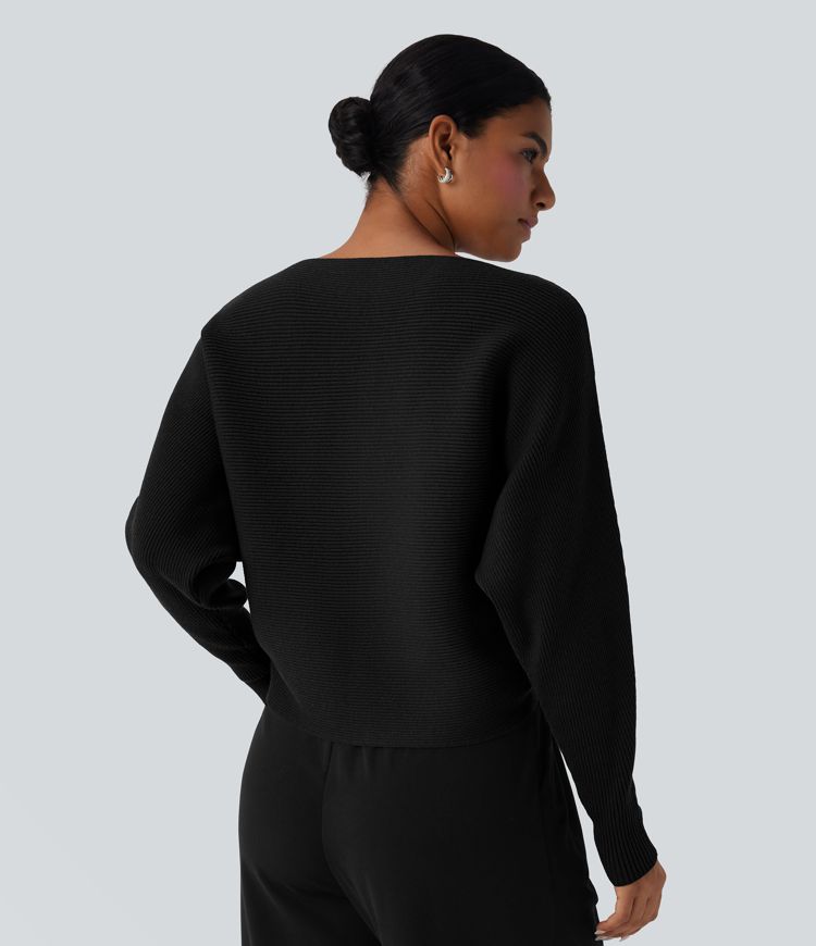 Boat Neck Batwing Sleeve Casual Sweater