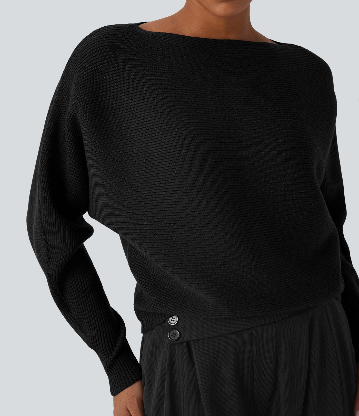Boat Neck Batwing Sleeve Casual Sweater