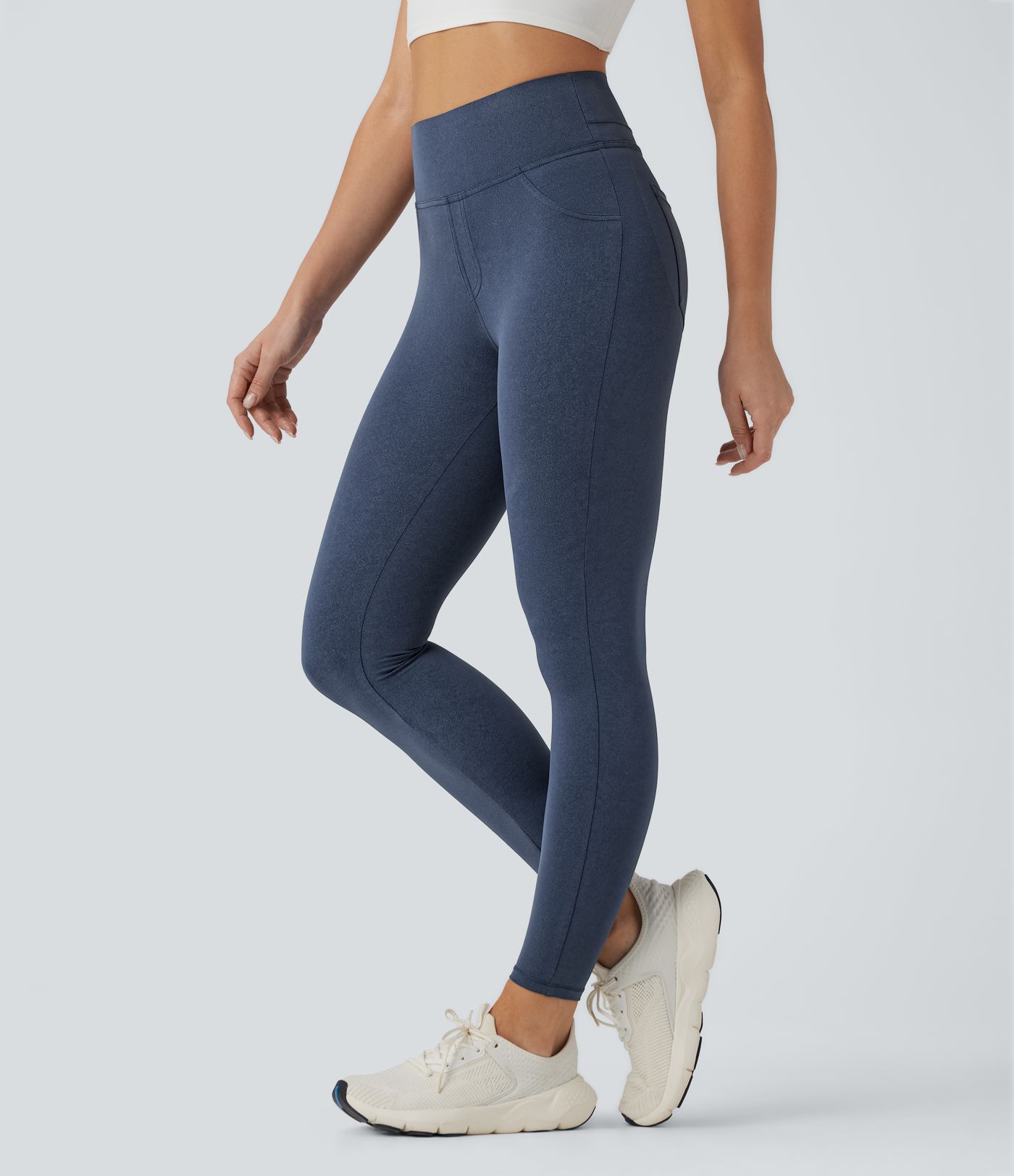 Legging de yoga gainant galbant taille haute imprimé denim avec poches Halara UltraSculpt™