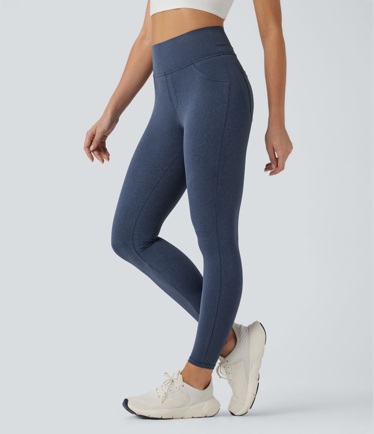 Halara UltraSculpt™ Denim Print SoCinched High Waisted Tummy Control Butt Lifting Yoga Leggings with Pockets