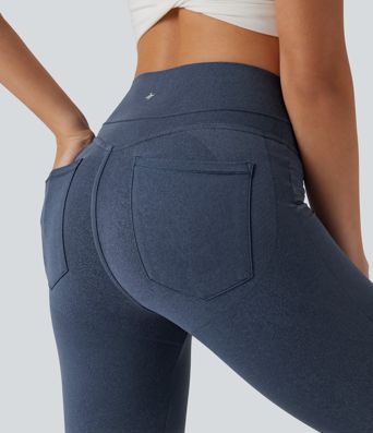 Legging de yoga gainant galbant taille haute imprimé denim avec poches Halara UltraSculpt™