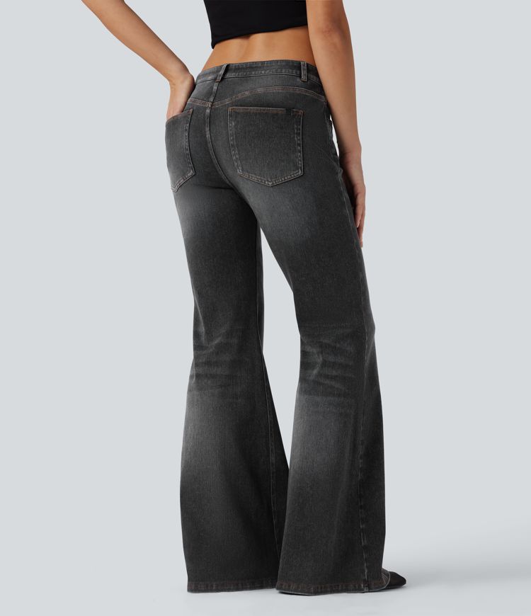Halara Flex™ Low Rise Flare Washed Casual Jeans with Pockets
