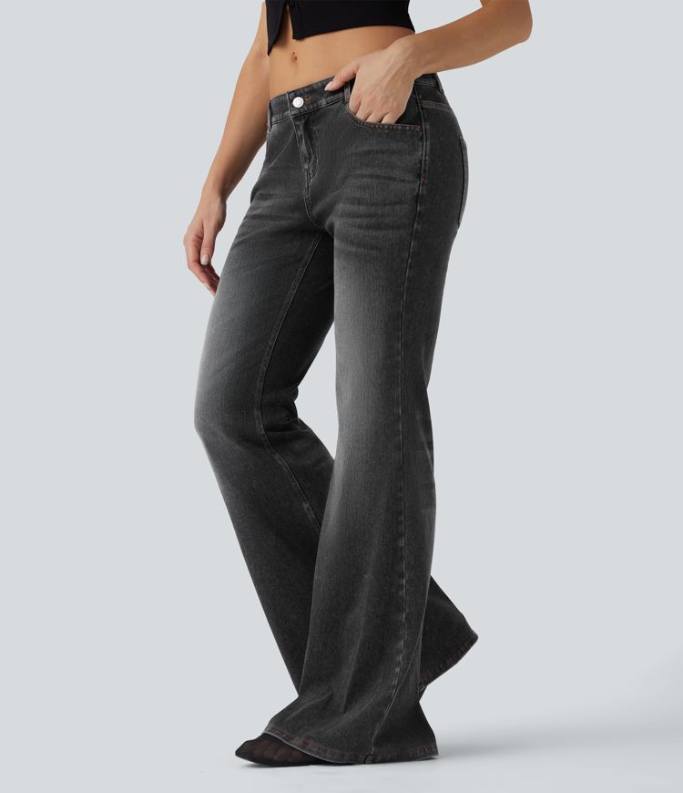 Halara Flex™ Low Rise Flare Washed Casual Jeans with Pockets