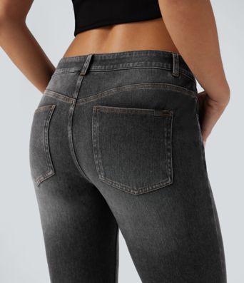 Halara Flex™ Low Rise Flare Washed Casual Jeans with Pockets