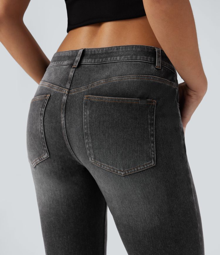 Halara Flex™ Low Rise Flare Washed Casual Jeans with Pockets