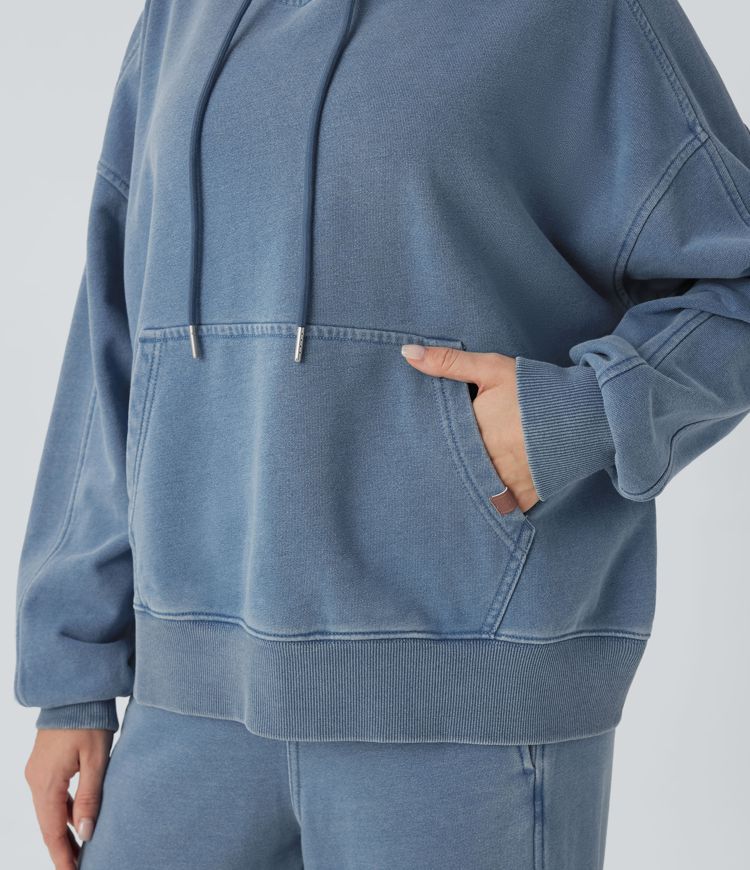 Halara Flex™ Hooded Casual Denim Sweatshirt with Pocket
