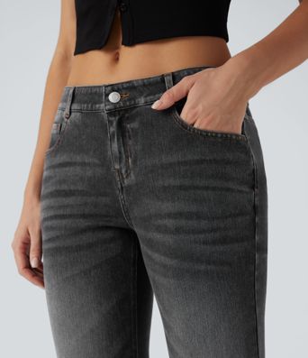 Halara Flex™ Low Rise Flare Washed Casual Jeans with Pockets