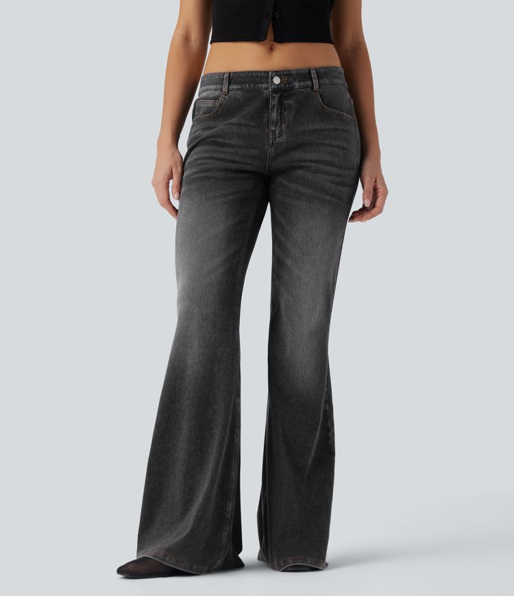 Halara Flex™ Low Rise Flare Washed Casual Jeans with Pockets